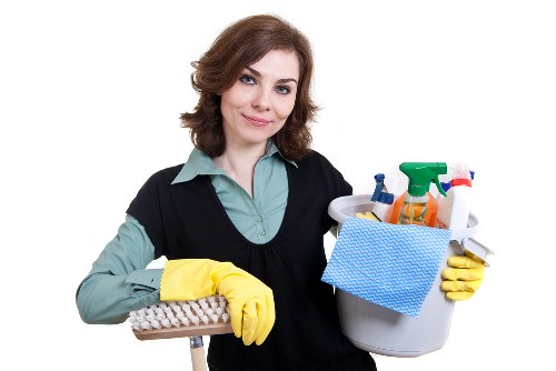 Close-up of upholstery and carpet care during a cleaning service